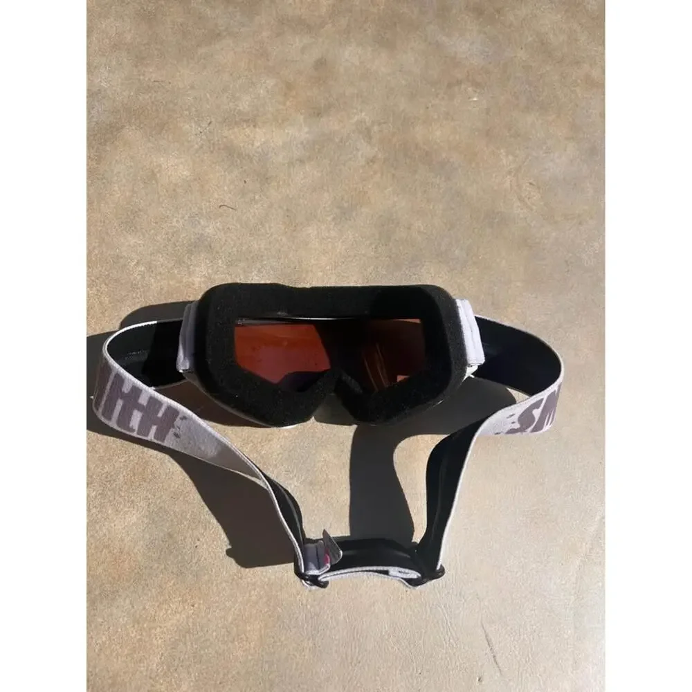 Kids Snow Ski Goggles Black White Orange Lens Adjustable Strap